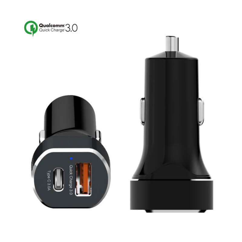 2 Ports Quicky Charge 3.0 USB C Car Charger