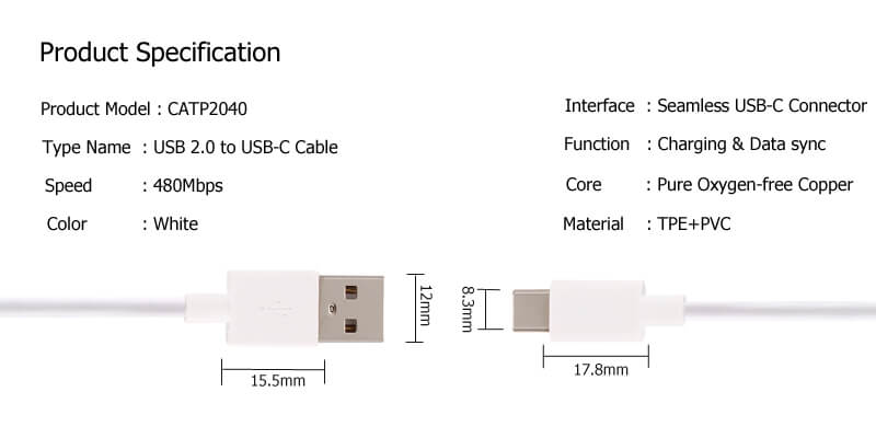 USB C to USB A Cable CAPT2040