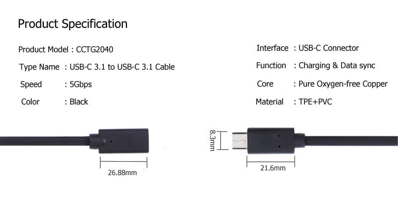 USB C to USB C Cable CCTG2040