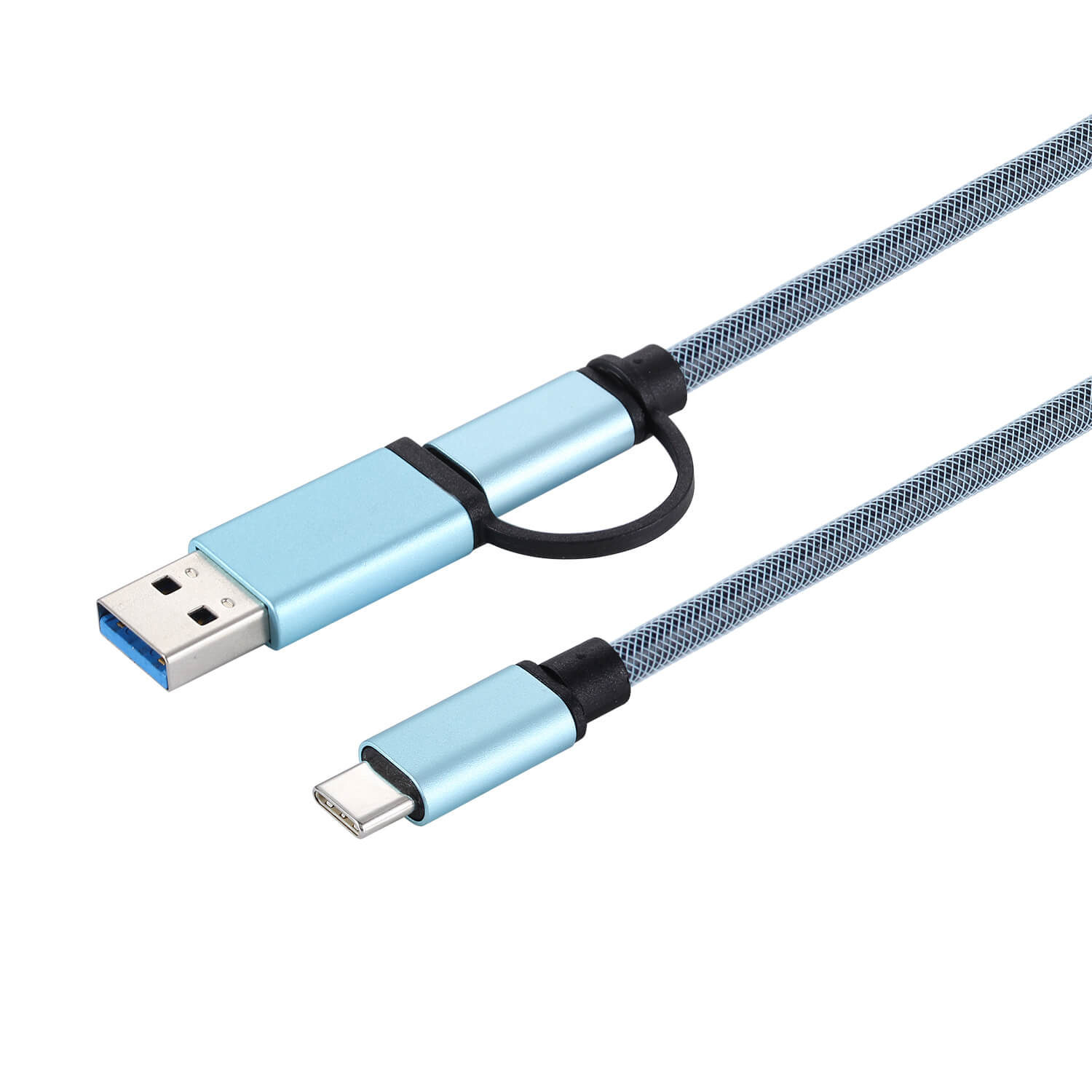 USB C to USB C USB A Cable Blue