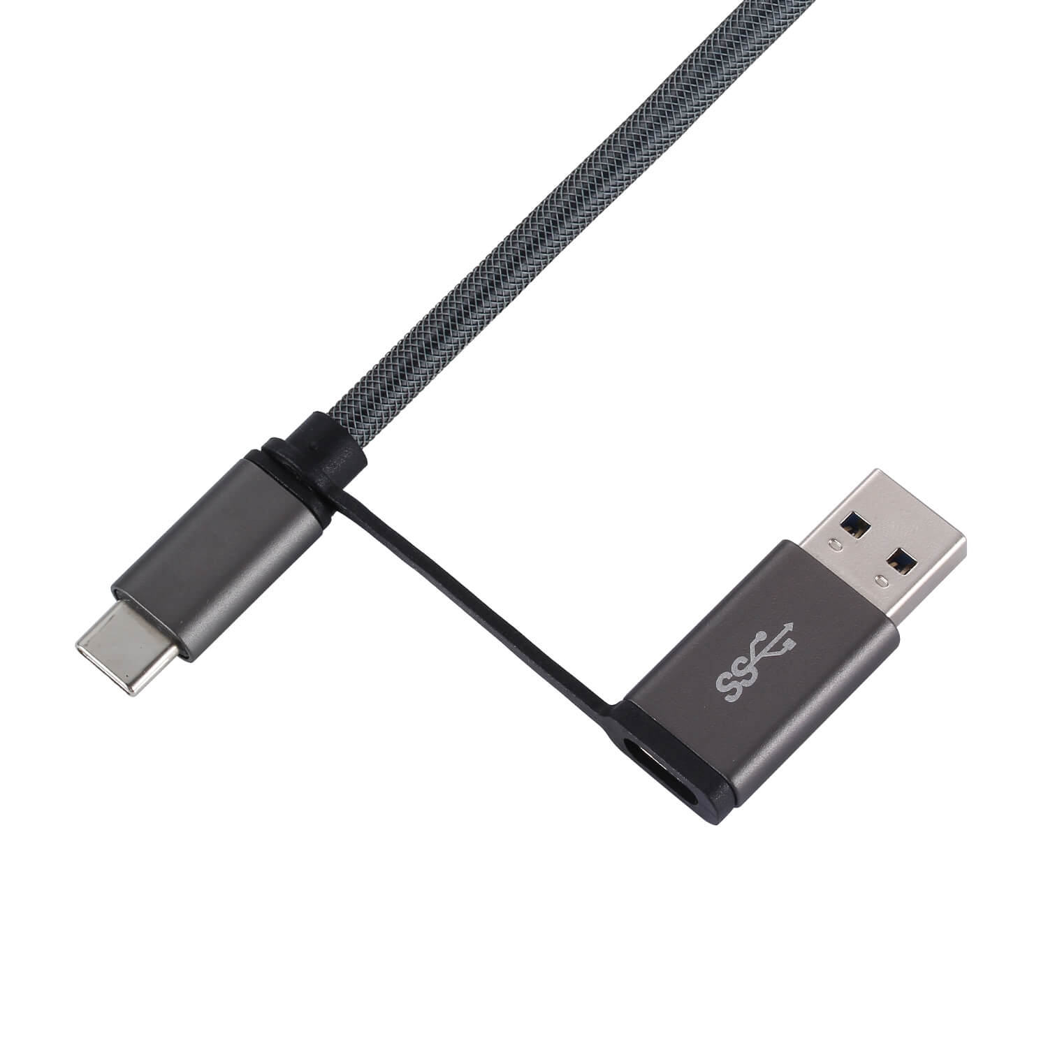 USB C to USB C USB A Cable Gray 2