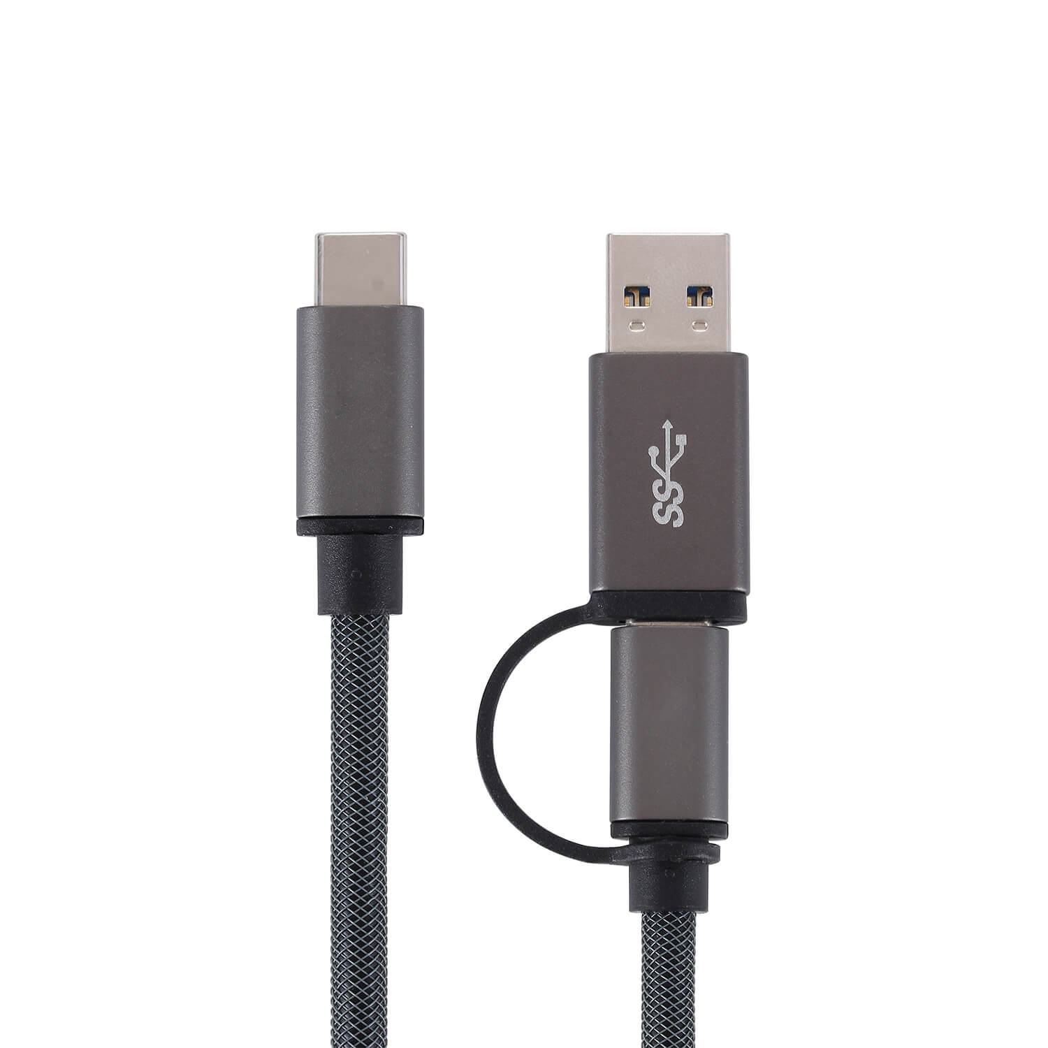 USB C to USB C USB A Cable Gray 3