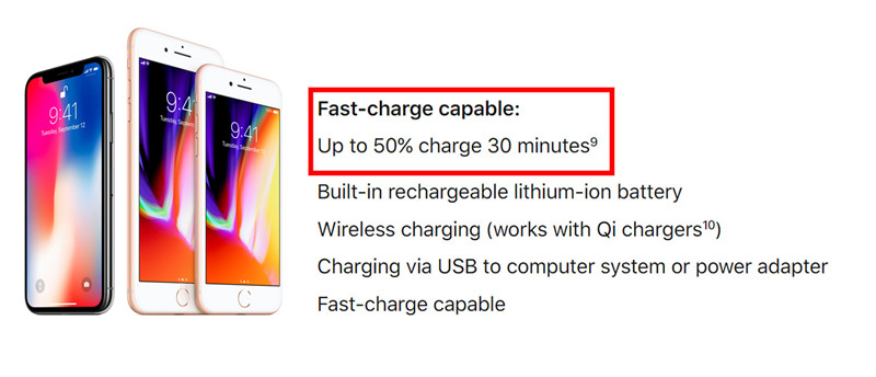 iphone 8 fast charge spec