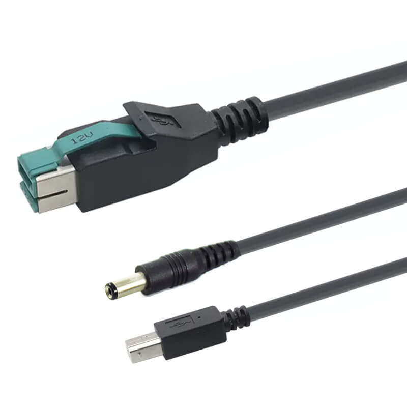 Powered USB 12V to USB B + DC5525 Plug