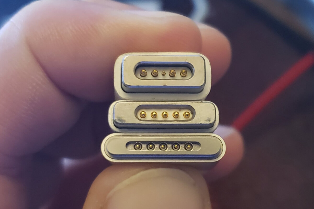 Comparison connector image showing MagSafe 1, 2, and 3 key differences